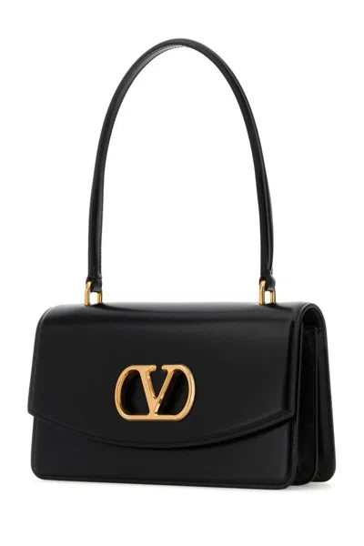 Valentino Black Leather Vain Shoulder Bag In Black