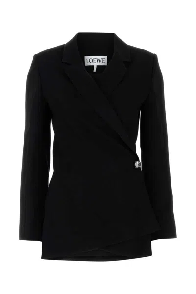 Loewe Black Jacket With Anagram Pebble Button Women In Black