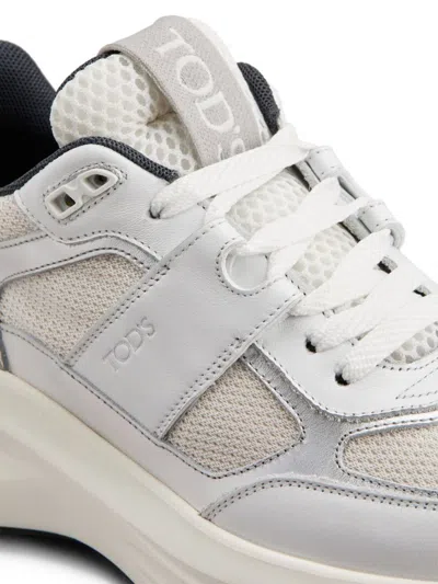 Tod's White Low Top Sneakers With Maix Logo Lettering On The Tongue In White
