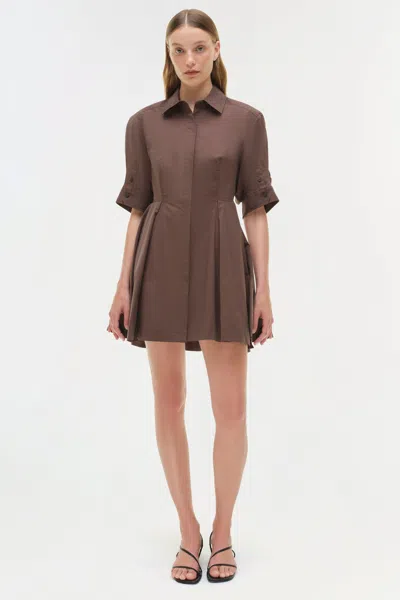 Simkhai Women's Jazzie Cotton Mini Dress In Chocolate In Brown