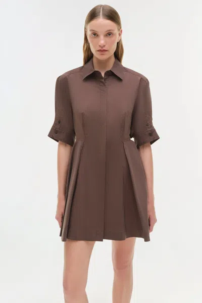Simkhai Women's Jazzie Cotton Mini Dress In Chocolate In Brown