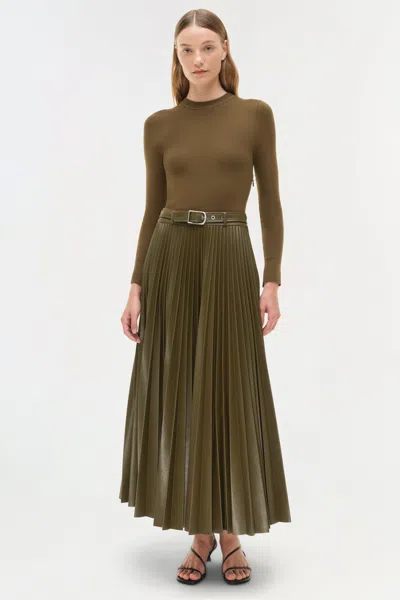 Simkhai Women's Abilene Knit Combo Midi Dress In Alligator In Green
