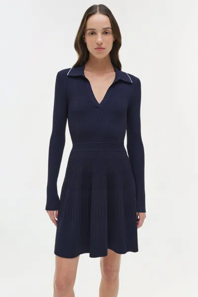 Simkhai Women's Alcott Knit Mini Long Sleeve Dress In Midnight In Blue