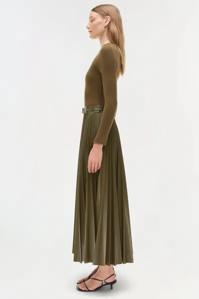 Simkhai Women's Abilene Knit Combo Midi Dress In Alligator In Green