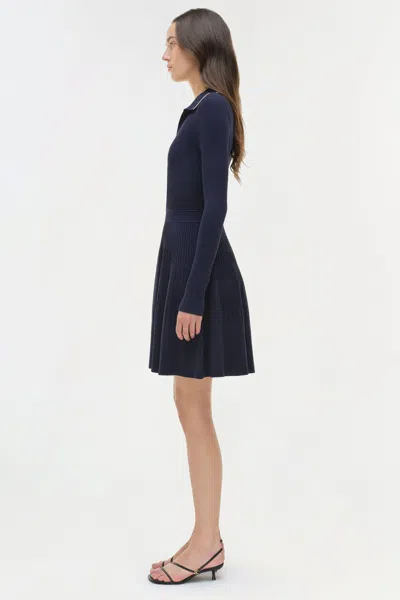 Simkhai Women's Alcott Knit Mini Long Sleeve Dress In Midnight In Blue