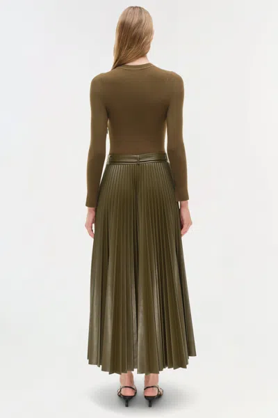 Simkhai Women's Abilene Knit Combo Midi Dress In Alligator In Green