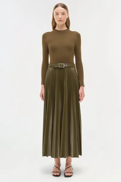Simkhai Women's Abilene Knit Combo Midi Dress In Alligator In Green