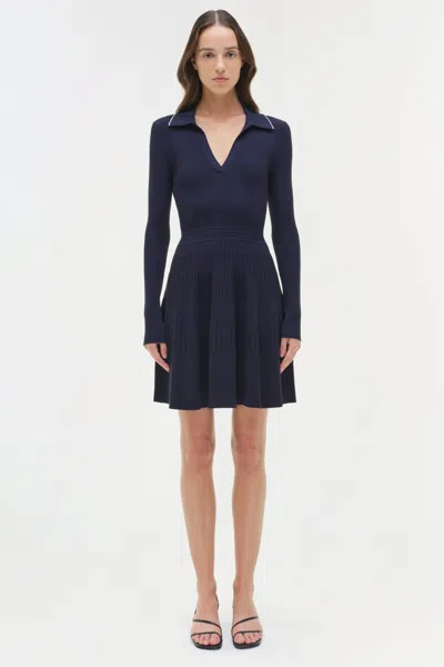 Simkhai Women's Alcott Knit Mini Long Sleeve Dress In Midnight In Blue
