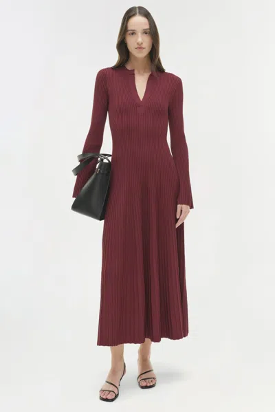 Simkhai Women's Genna Knit Midi Long Sleeve Dress In Cranberry In Burgundy
