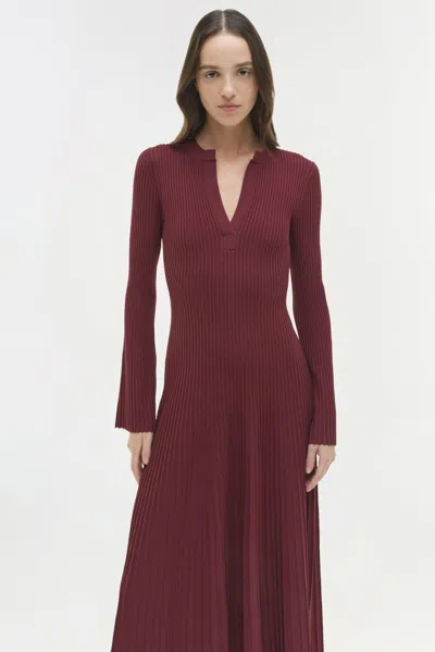 Simkhai Women's Genna Knit Midi Long Sleeve Dress In Cranberry In Burgundy