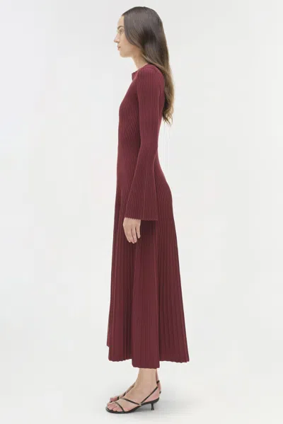 Simkhai Women's Genna Knit Midi Long Sleeve Dress In Cranberry In Burgundy