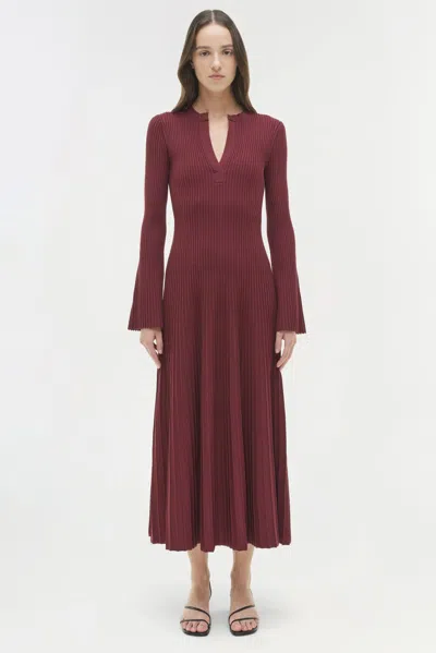 Simkhai Women's Genna Knit Midi Long Sleeve Dress In Cranberry In Burgundy
