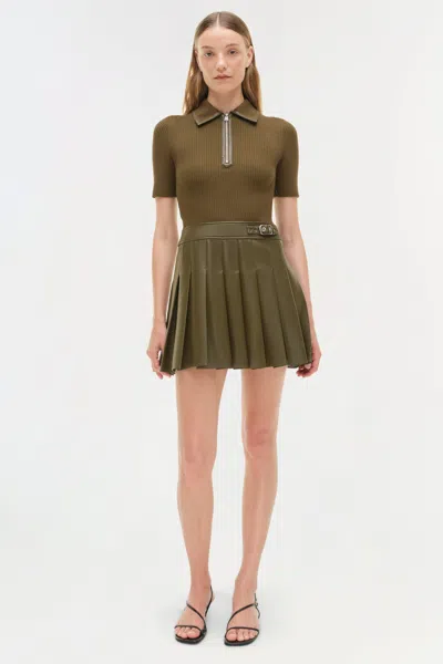 Simkhai Women's Linnie Knit Combo Midi Dress In Alligator In Green