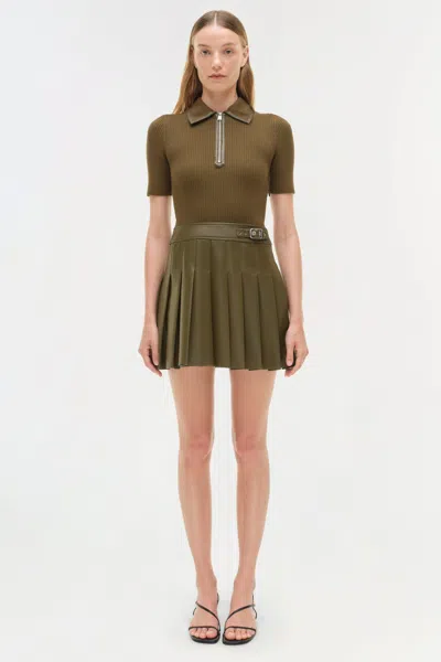Simkhai Women's Linnie Knit Combo Midi Dress In Alligator In Green