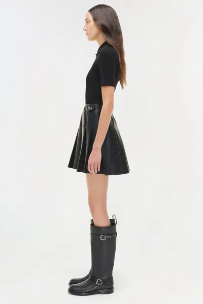 Simkhai Linnie Ribbed-knit And Pleated Mini Dress In Black