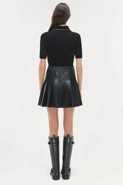 Simkhai Linnie Ribbed-knit And Pleated Mini Dress In Black