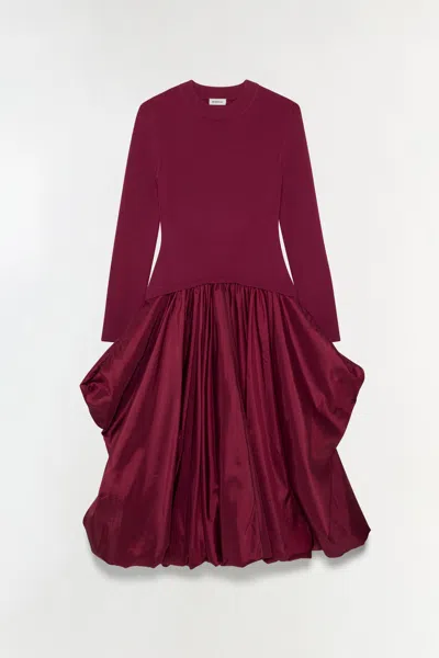 Simkhai Kenlie Satin And Jersey Midi Dress In Burgundy