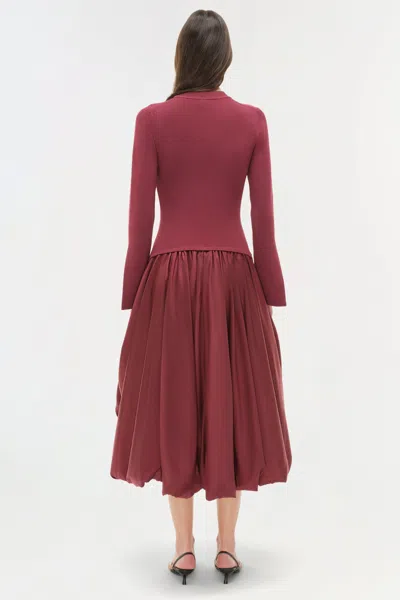 Simkhai Kenlie Satin And Jersey Midi Dress In Burgundy
