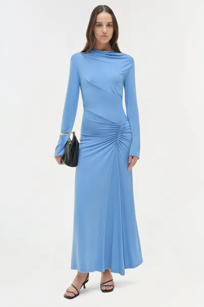 Simkhai Women's Ferrera Draped Jersey Midi Dress In Horizon In Blue