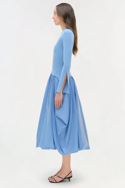Simkhai Kenlie Taffeta Knit Midi Dress In Horizon In Blue