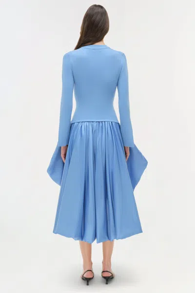 Simkhai Kenlie Taffeta Knit Midi Dress In Horizon In Blue