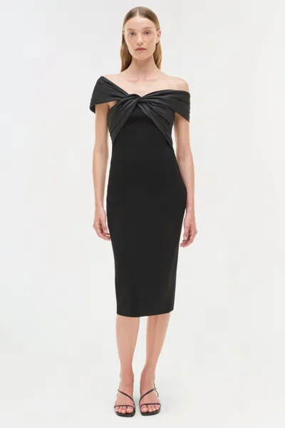 Simkhai Women's Knitted Mia Off Shoulder Midi Dress In Black In Black