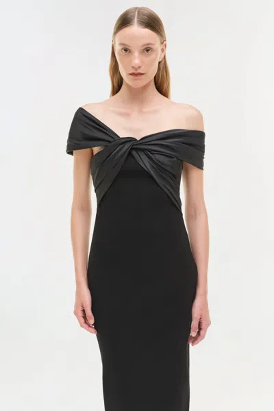 Simkhai Women's Knitted Mia Off Shoulder Midi Dress In Black In Black