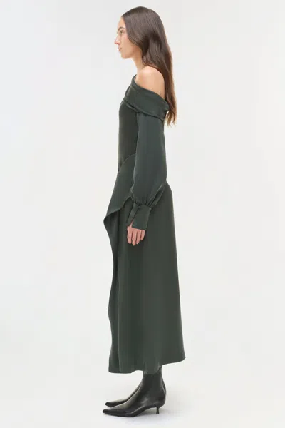 Simkhai Womens Park Slope Alice Asymmetric-neck Satin Top In Green