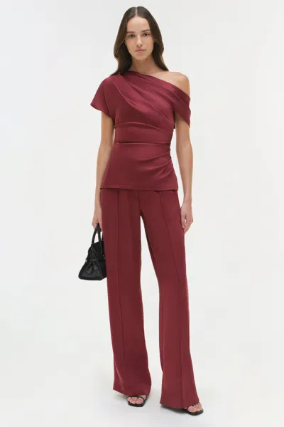 Simkhai Phoebe Draped Top In Burgundy