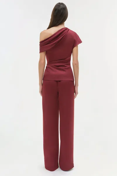 Simkhai Phoebe Draped Top In Burgundy