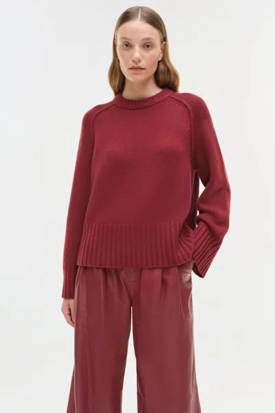 Simkhai Women's Knitted Curtis Cashmere Crewneck In Cranberry In Burgundy