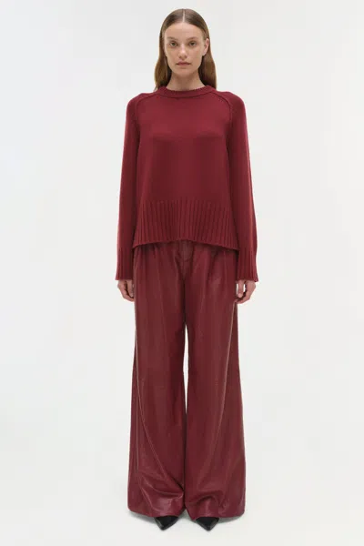 Simkhai Women's Knitted Curtis Cashmere Crewneck In Cranberry In Burgundy