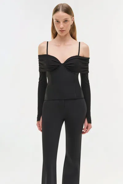 Simkhai Draped Off-shoulder Top In Black