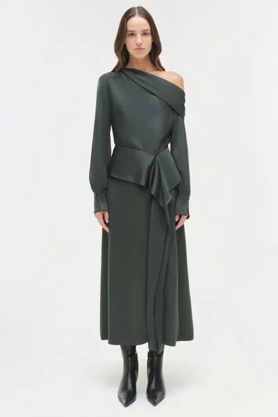 Simkhai Women's Maria Satin Midi Skirt In Cypress In Green