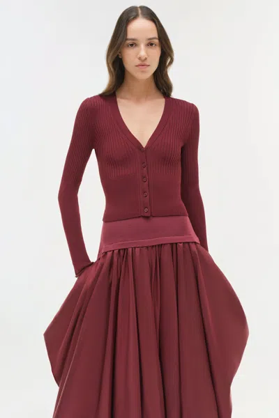 Simkhai Corinn Bubble Taffeta Midi Skirt In Red