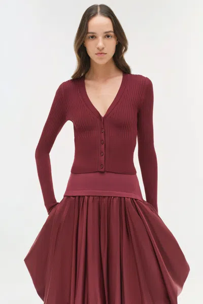 Simkhai Women's Ailany Knit Cardigan In Cranberry In Burgundy