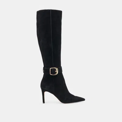 Dolce Vita Kinzy Wide Calf Boots Onyx Suede In Black