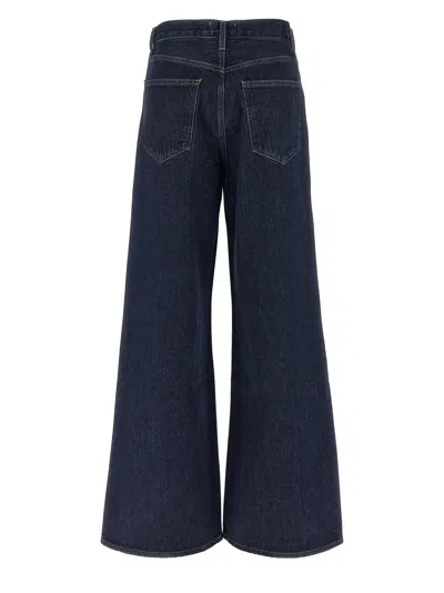 Agolde Lady's Wide-leg Jeans With Five Pockets In Blue