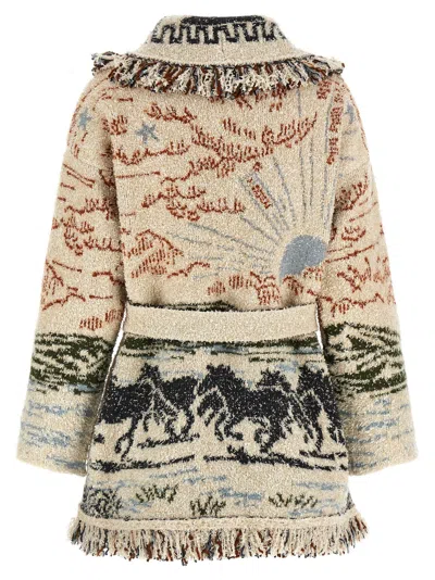 Alanui Sunset Riders Cardigan Knitwear Beige In Neutral