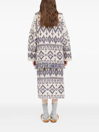 Alanui Wool Cardigan With Belted Waist And Fringe In Gray