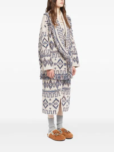 Alanui Wool Cardigan With Belted Waist And Fringe In Gray