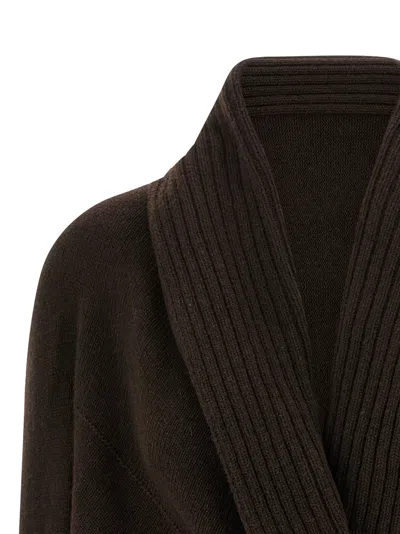 Alberta Ferretti Shawl Collar Knit Cardigan Brooch