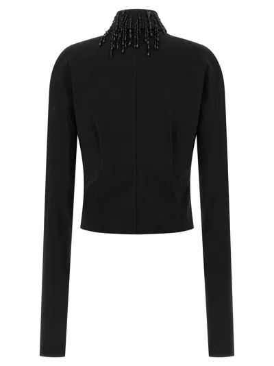 Alberta Ferretti Embellished Collar Fitted Silhouette Long Sleeves In Black