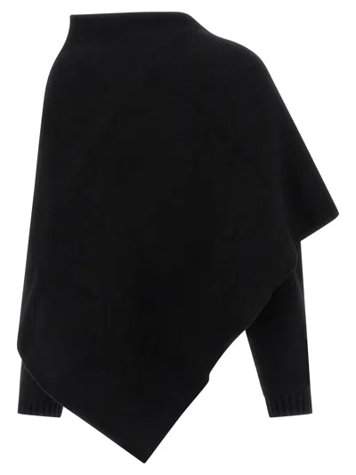Alberta Ferretti Draped Knit Cardigan With Ribbed Accents In Blue