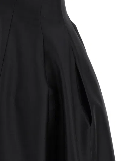Alberta Ferretti Shoulder-baring Dress With Fitted Bodice And Flared Skirt In Black