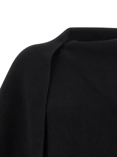 Alberta Ferretti Draped Knit Cardigan With Ribbed Accents In Blue