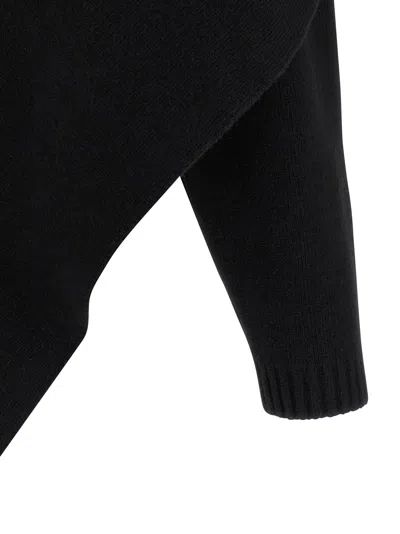 Alberta Ferretti Draped Knit Cardigan With Ribbed Accents In Blue