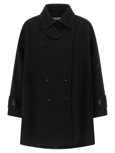 Alberto Biani Double-breasted Wool Coat In Black