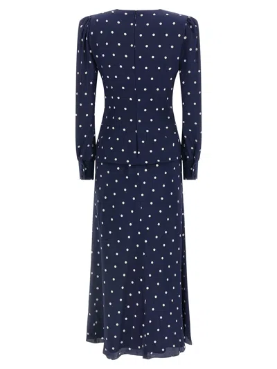 Alessandra Rich Polka Dot Dress In Blue