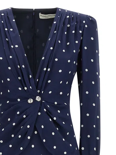 Alessandra Rich Polka Dot Dress In Blue